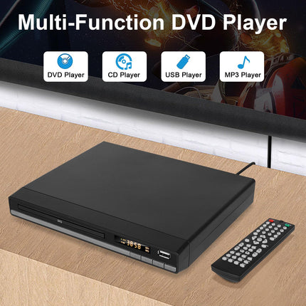 JOVELL kompaktne HD DVD-mängija telerile HDMI AV-väljundi ja kaabliga, 1080P DVD-CD-mängija USB-sisendiga, kõik piirkonnad vabad, veaparandus, integreeritud PAL NTSC süsteem (must DVD-168)