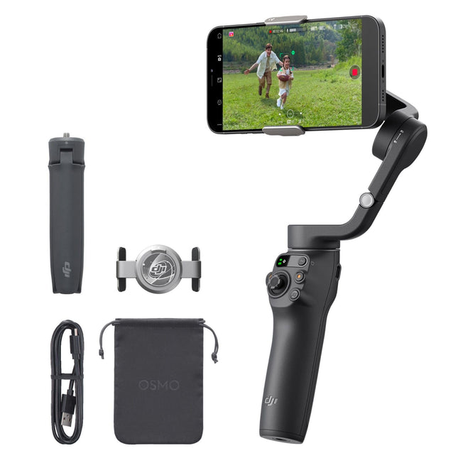 DJI Osmo Mobile 6 stabilisaator iPhone'ile ja Androidile, 3-teljeline mobiiltelefoni stabilisaator, sisseehitatud pikendusvarras, objekti jälgimine, kaasaskantav ja kokkupandav, vlogimise stabilisaator, YouTube TikTok