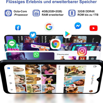 Blackview Wave 6C aku 5100mAh mobiiltelefon ilma lepinguta, soodne, kaheksatuumaline 6,52" HD+ nutitelefon, 4GB+32GB/1TB laiendatav, 8MP+5MP panoraamkaamera, 4G kahe SIM-kaardiga, SIM-kaardivaba, 2-aastane garantii/OTG/GPS