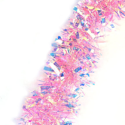 LOMIMOS Tinsel Garland, u. 4,2 m, sädelev, roosa kaunistus jõulupuule, peole, pulma