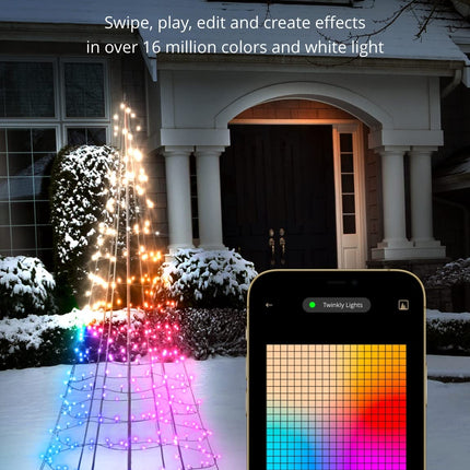 Twinkly 3D valguspuu 3 meetrit, lame jõulupuu ustele ja seintele sise- ja välistingimustes, 300 kaardistatavat RGB ja valget LED-i, ühildub Alexa ja Google Home'iga, IP44, rakendusega juhtimine