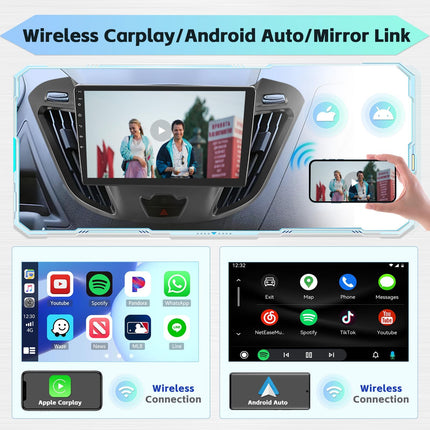 [8 südamikku 4G + 64G] Hikity autoraadio Android 13 Ford Transit Tourneo Custom 2013-2019 9-tollise puutetundliku ekraaniga raadio 1280 * 720 piksliga 32EQ FM RDS juhtmevaba Carplay Android Auto GPS navigatsioon tahavaatekaamera