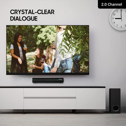 Bluetooth Soundbar for TV devices, PC speakers, remote control included, compact, with 3 EQ modes for TV 4K Home Cinema, PC, video projector, mobile phones