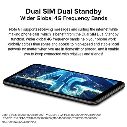 Ulefone Android 12 nutitelefon, Note 6T, 3 GB + 64 GB, 8,5 mm üliõhuke 4G kahe SIM-kaardiga mobiiltelefon, 6,1-tolline HD+ ekraan, 3 kaardipesaga disain, 13 MP + 5 MP kaamera, näotuvastus, GPS, lilla