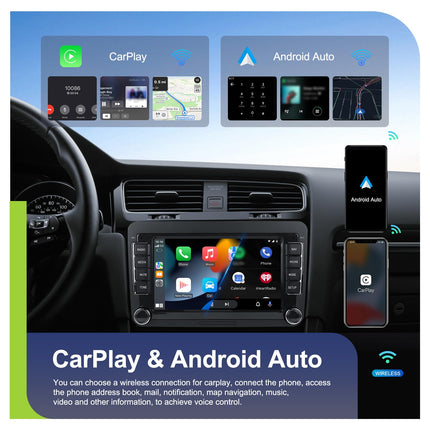 4+64G CAMECHO Android 13 Car Radio for VW Golf 5 6 Touran Polo Touran with Carplay/Android Auto/Mirrorlink, 7 inch Capacitive Touchscreen Supports WiFi/GPS/FM/Bluetooth/SWC