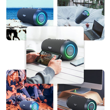 MIFA A90 Bluetooth Speaker 60W Wireless IPX7 Waterproof RGB LED Light 30 Hours Battery, USB/Micro SD Card/AUX-in Playback True Wireless Stereo with Protective Case/Portable Strap