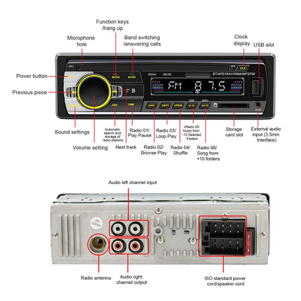 ciciglow auto MP3-mängija, U-kettaga autoraadio, LED-ekraan, kahepordiline, käed-vabad kõned, USB2.0, raadioülekanne, CD-autoraadio vastuvõtja muusika kuulamiseks