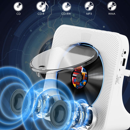 Gueray CD Player Bluetooth CD Player with Speaker Supports Remote Control Display FM Radio with CD Player USB Card Playback 3.5 mm AUX Alarm Clock Headphone Jack Dust Cover