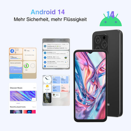 DOOGEE N55 nutitelefon ilma lepinguta Android 14-128GB+9GB /1TB mobiiltelefon ilma lepinguta, kaheksatuumaline 6.56" HD+ IPS 90Hz nutitelefon soodne, 5150mAh 13MP+8MP, kahe SIM-kaardiga 4G SIM-kaardita mobiiltelefonid, Face ID/GPS/OTG