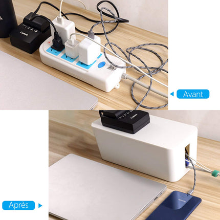ASelected Set of 3 Cable Boxes Large, Medium and Small Cables White Hide Box for Cables, Cable Organizer Box White Cable Hide Box with 3 x 1m Cable Ties and 20 x 3M Double-Sided Stickers