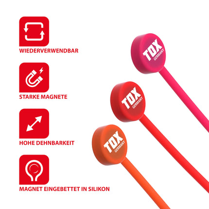 TOX magnetilised kaablisidemed MAG-klamber, elastsest silikoonist kahe magnetiga, kaablite ja esemete lihtne korraldamine ja kinnitamine, kasutatav kogu majas, 10 tk kotis, 099600070