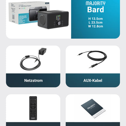 Internetiraadio WiFi | DAB-raadio Bluetoothiga | Köögiraadio 100-vatise 2.1 kõlari ja subwooferiga | DAB Plus raadio | Internetiraadiod | DAB Plus digitaalraadio puldiga | MAJORITY Bard