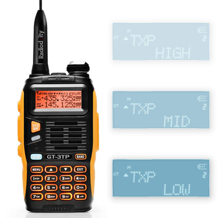 Baofeng GT-3TP Mark III kahe sagedusribaga pihuraadio UHF/VHF 144-146/430-440MHz kolme võimsusega 8W/4W/1W raadiosaatja 1800mAh akuga, pika antenni, autolaadijaga täiskasvanutele