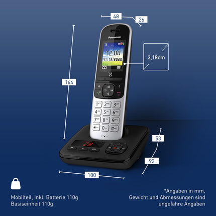 Panasonic KX-TGH720GS juhtmeta telefon automaatvastajaga (DECT-telefon, madal kiirgus, värviline ekraan, kõnepiirang, käed-vabad) must