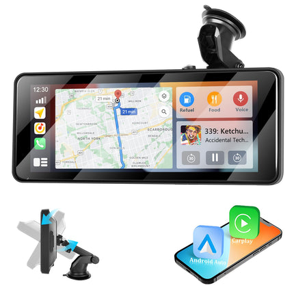 Podofo 6,86-tolline kaasaskantav autostereo juhtmevaba Carplay/Android Auto toega, pööratav alus 7–32 V puutetundliku ekraaniga, juhtmevaba AirPlay/Bluetooth-muusika/peegliühendus/TF/USB/AUX