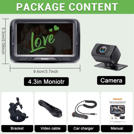Beebiauto kaamera HD 1080P silmade kaitse selge öise nägemisega - tahapoole suunatud stabiilsusega tagaistme kaamera monitoriga turvatooli reisimiseks - beebiduši kingitused N06