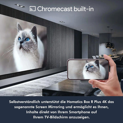Homatics Box R 4K Plus Android 11 teleri meediapleier (32 GB välkmälu, Google, Netflix 4K Dolby Vision ja Atmos, Disney+, Prime Video, 4K UHD, AV1, 1 Gbit, DTS, HDR10+, WiFi 6, Bluetooth 5.0, valge)