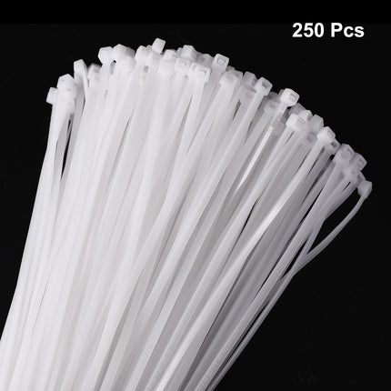 QUARKZMAN 250 Pieces 500mm/20" Long Cable Ties Resealable 5mm/0.2" Head Width Self-Locking Cable Ties Durable for Cable Management, 18kg/40lb Tensile Strength Cable Ties White