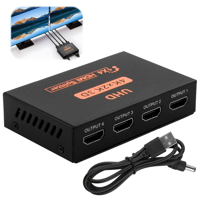 MxyVrix HDMI jaotur 1 sisend 4 väljund HDMI jaotur 4K 3D 1080P duplikaat/peegel monitorile, PS3/4-le, X-Boxile, HDTV-le, DVD-mängijale, projektorile, kvaliteetsele video- ja heliedastusele
