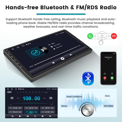 Hikity 2+64G autoraadio ja navigatsioonisüsteem Toyota Avensis T27 2008-2015 autole koos juhtmevaba Carplay, Android Auto Mirror Linki, 9-tollise puutetundliku ekraaniga Android 13 raadio, WiFi, GPS, Bluetooth, FM, RDS EQ, SWC tahavaatekaameraga