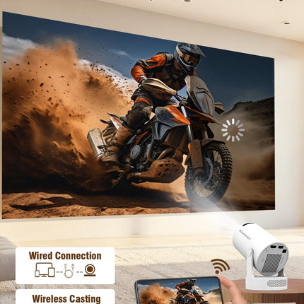 Alwtniet miniprojektor, miniprojektor 4K toega, Wi-Fi 6 ja Bluetooth 5.4, 5W kõlar, automaatne trapetsikorrektuur, 180° pööratav, kaasaskantav projektor koju ja õue Android 11