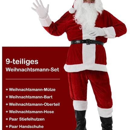 9-ühes jõuluvana kostüüm - suurused S-XXXXL - jõuluvana kostüüm - jõuludeks - jõuluvana kostüüm - jõuluvana - meestele/täiskasvanutele (eriti suur, punane)