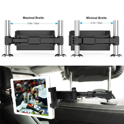 Zommuei tahvelarvuti hoidik autosse, tahvelarvuti hoidikud autosse - pikendatav auto peatoele kinnitatav tahvelarvuti hoidik iPadile, iPhone'ile/Samsung Tabile/Kindle Fire HD-le/Nintendo Switchile jne. 4,4–14-tollistele seadmetele