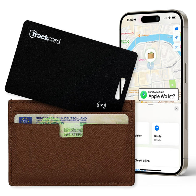 TRACKCARD® Air Tag Wallet-Style Tracker | Rechargeable, Smart &amp; Waterproof | Compatible with Apple Find My (iOS) Bluetooth Tracker Card for Wallets, Passports, and Luggage