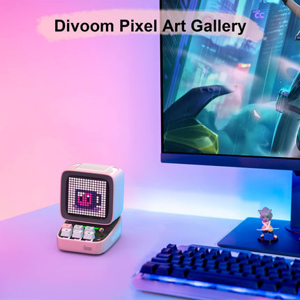 Divoom Ditoo Pixel Art LED kaasaskantav Bluetooth kõlar, 256 programmeeritavat LED-paneeli peovalgustusega, nutikas digitaalne lauakell, mängumuusikakarp, mis toetab TF-kaarti ja raadiot