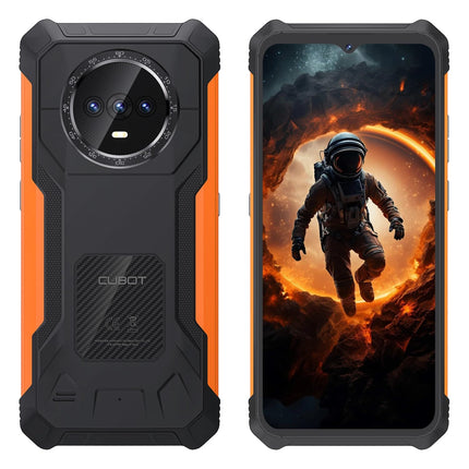 Cubot Kingkong ES – 6,56-tolline HD+ nutitelefon, 16 GB (6 GB + 10 GB) RAM ja 128 GB ROM, 48 MP kolmekordne kaamera, 5100 mAh aku, Android 14, kaheksatuumaline protsessor, värv must + oranž