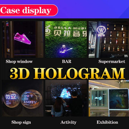 Missyou 42CM 3D hologrammprojektor ja 700 videopoodi, HD LED 2000*1444PX eraldusvõimega hologrammprojektor, reklaamiekraan näituste, kaubanduskeskuste, seinte, kummituste, jõulude ja halloweeni jaoks