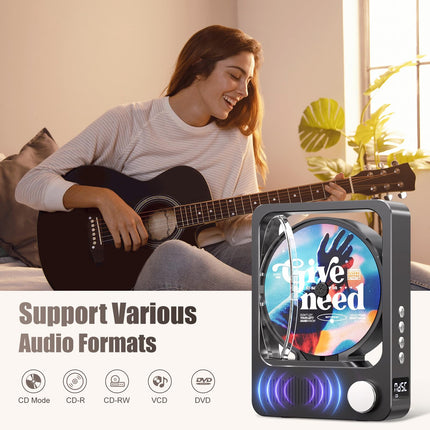 MECHEN CD-mängija Bluetooth, kaasaskantav Discman CD-mängija koju, kaugjuhtimispult, sisseehitatud kõlarid ja LED-ekraan, toetab TF-kaarti ja AUX-i, CD-R, CD-RW