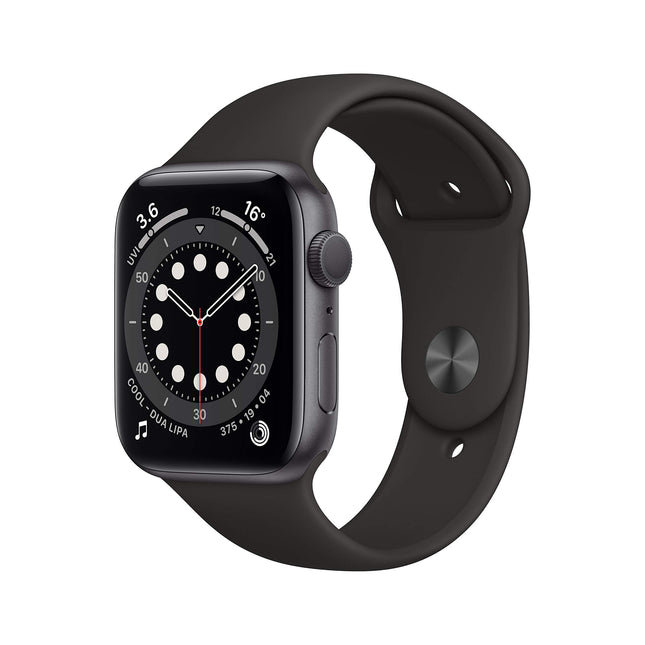 Apple Watch Series 6 (GPS, 44MM) Space Gray Aluminum Case with Black Sport Band (Refurbished)