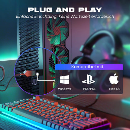 FIFINE mängukõrvaklapid mikrofoniga, kõrvaklapid kaabliga, USB-kõrvaklapid arvutile PS4 PS5, RGB-kõrvaklapid 3 ekvalaiseri režiimiga, ruumiline heli ja kõrvapadjad