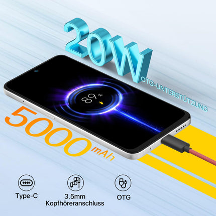 UMIDIGI Note 100 5G Handy Ohne Vertrag,12GB+128GB/1TB Smartphone,Android 14 Octa Core Handy, 6,8" HD+ 120Hz Display,50MP+16MP Kamera,Dual SIM 5G Handys,5000 mAh Akku/Face ID/Fingerprint/GPS/OTG