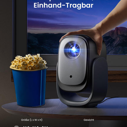 Dangbei N2 mini nutiprojektor alusega, ametlik Netflixi koduprojektor 1080P Full HD, autofookus, trapetsikorrektsioon, Dolby heli, kaasaskantav videoprojektor WiFi ja Bluetoothiga õues/mobiiltelefoni jaoks