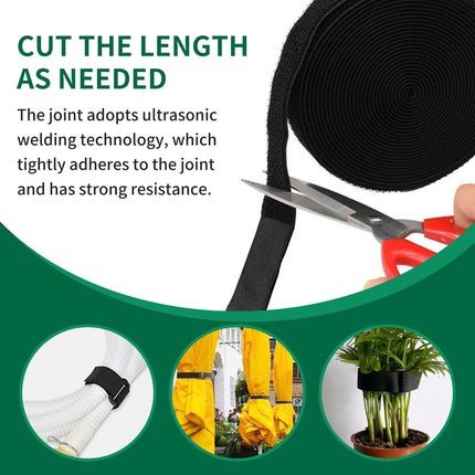 Reusable cable ties with 25 buckles, black, 5 m x 2 cm, black, adjustable fastening, cable ties, hook and loop fastener for cable management, cable management