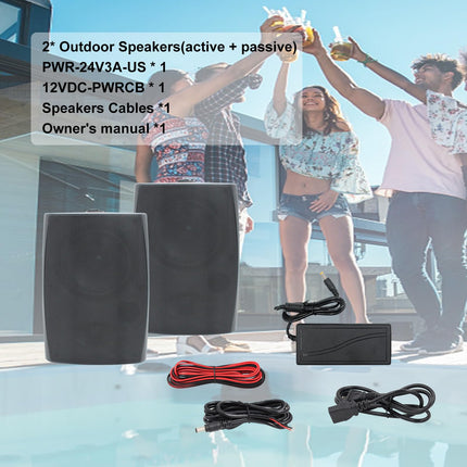Herdio 6.5-inch Bluetooth Outdoor Speakers Waterproof with Powerful Bass Wall-Mounted Speakers All-Weather Durability for Indoor Outdoor Home Deck Porch (Pair, Black)
