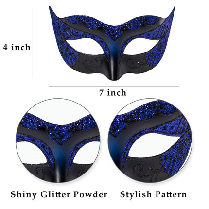 FRUOR musta ja sinise maskikomplekt paaridele, naistele mõeldud metallmask kividega ja meestele mõeldud Veneetsia stiilis mask cosplay peoks, karnevaliks, halloweeniks, pulmapeoks