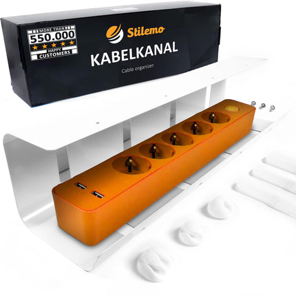 Stilemo® kaablikanali laud - kaablihalduslaua korraldaja kaabliläbiviik - kaablihaldus, kaablihoidik, kaablikandiku laud - 43x12x10cm - kaablikorv valge