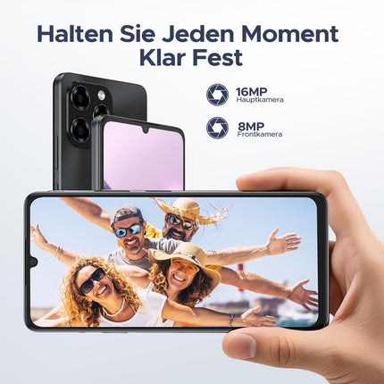 DOOGEE Note 58 Android 15 nutitelefon, 6250mAh aku, 32GB + 128GB / 2TB TF-kaart, 6,75" HD+ IPS T7250 kaheksatuumaline, 16MP + 8MP, kahe SIM-kaardiga 4G lukustamata telefonid, OTG, GPS, Face ID