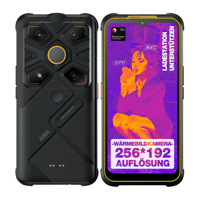 AGM Glory G1S välistingimustes kasutatav 5G mobiiltelefon, termokaamera 256 x 192 IR-eraldusvõime 25Hz, Snapdragon 480 8GB/128GB 20MP öönägemiskaamera 6.53" FHD+ 5500mAh, välistingimustes kasutatav nutitelefon ilma lepinguta Android 11 must