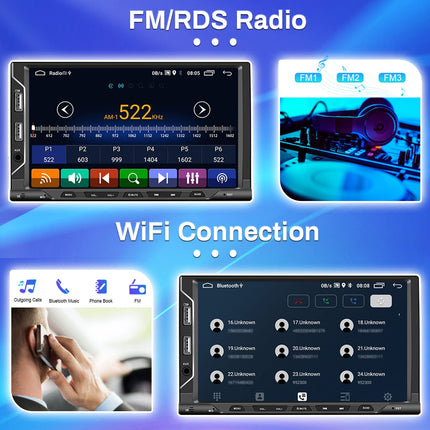 Hikity Car Radio DAB+ Double Din Android 13 with Navigation 7 Inch Touch Screen Carplay Android Auto Audio Radio with Bluetooth Handsfree Mirror Link WiFi Support Rear View Camera AUX