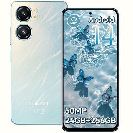 OUKITEL C58 Pro nutitelefon ilma lepinguta Android 14-24GB+256GB 50MP+8MP AI kaameraga mobiiltelefon ilma lepinguta 6,7-tolline 90Hz ekraan 5150mAh mobiiltelefon Soodne, NFC, GPS, kahe SIM-kaardiga 4G SIM-kaardi lukustuseta mobiiltelefonid