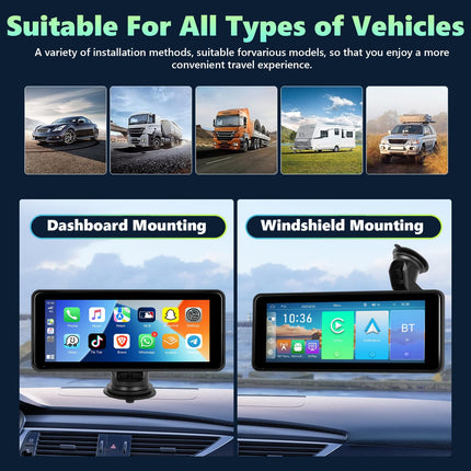 Podofo 6,86-tolline kaasaskantav autostereo juhtmevaba Carplay/Android Auto toega, pööratav alus 7–32 V puutetundliku ekraaniga, juhtmevaba AirPlay/Bluetooth-muusika/peegliühendus/TF/USB/AUX