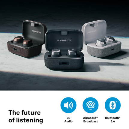Sennheiser MOMENTUM True Wireless 4 - nutikad kõrvaklapid Bluetooth 5.4, kristallselge heli, ergonoomiline disain, 30-tunnine aku tööiga, adaptiivne ANC - must vask