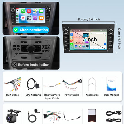 4G+64G Wireless Carplay Android 13 Car Radio for Opel Astra Antara Vectra Corsa Zafira Meriva Vivara Vivaro 7 inch Car Radio with Android Auto Navigation GPS WiFi Mirror Link Bluetooth FM/RDS Rear View Camera