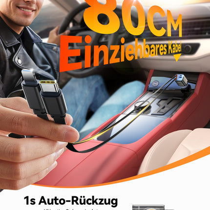 【4-IN-1】 2025 JOYROOM 84W sissetõmmatav sigaretisüütaja USB C, 【PD 45W ja ülikompaktne】 kiirlaadija autolaadija, 12V/24V USB-adapter autosse, autotarvikud iPhone 16/Sumsang S25 jaoks