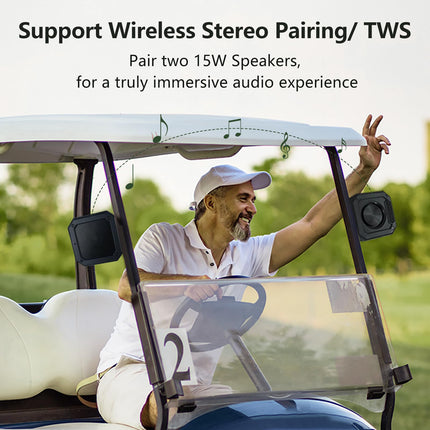 PILSAMAS Magnetic Bluetooth Speaker - 15W Music Box with Bass, Stereo Pairing, IPX7 Waterproof for Outdoor, Portable for Golf Cart