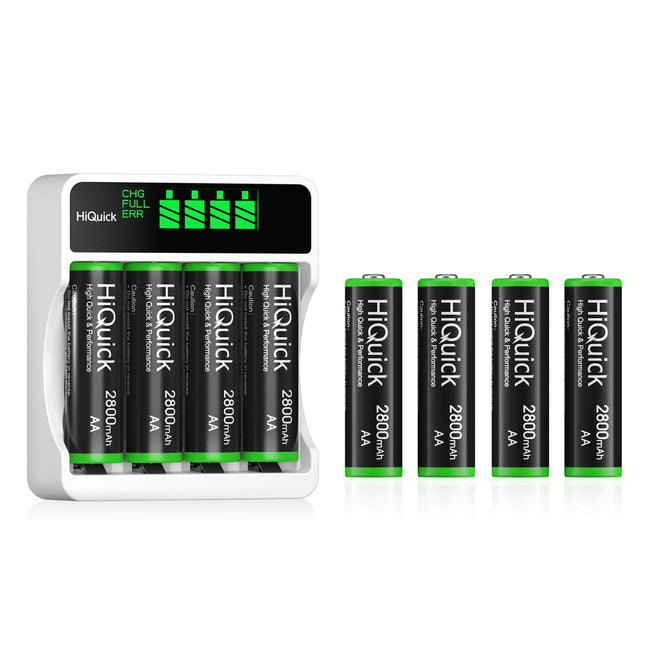 HiQuick universaalne akulaadija 8 AA patareiga, laadija NI-MH/NI-CD Mignon AA Micro AAA patareidele, HD LCD-ekraan, kiirlaadija laetavatele akudele